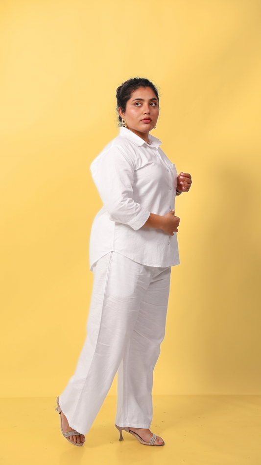 Linen Co-ord Set-White