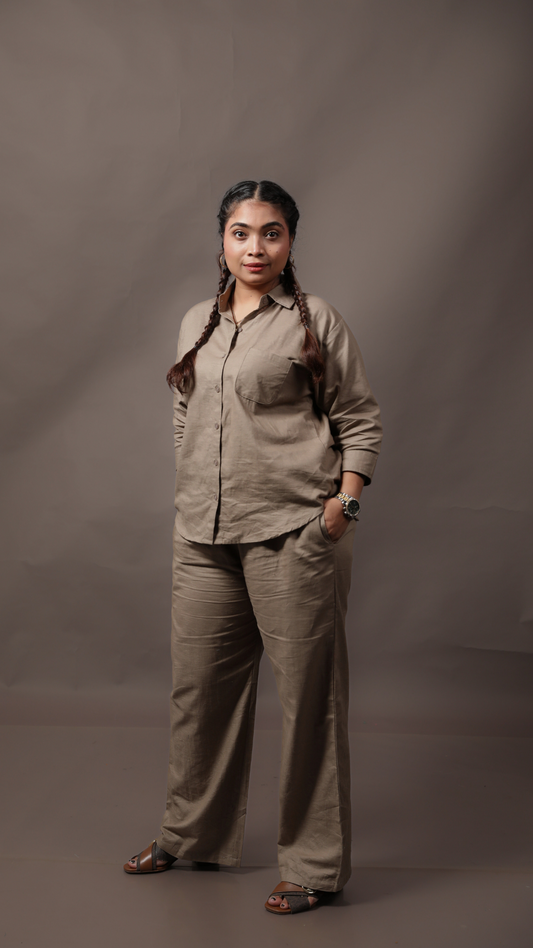 Linen Co-ord Set-Khaki