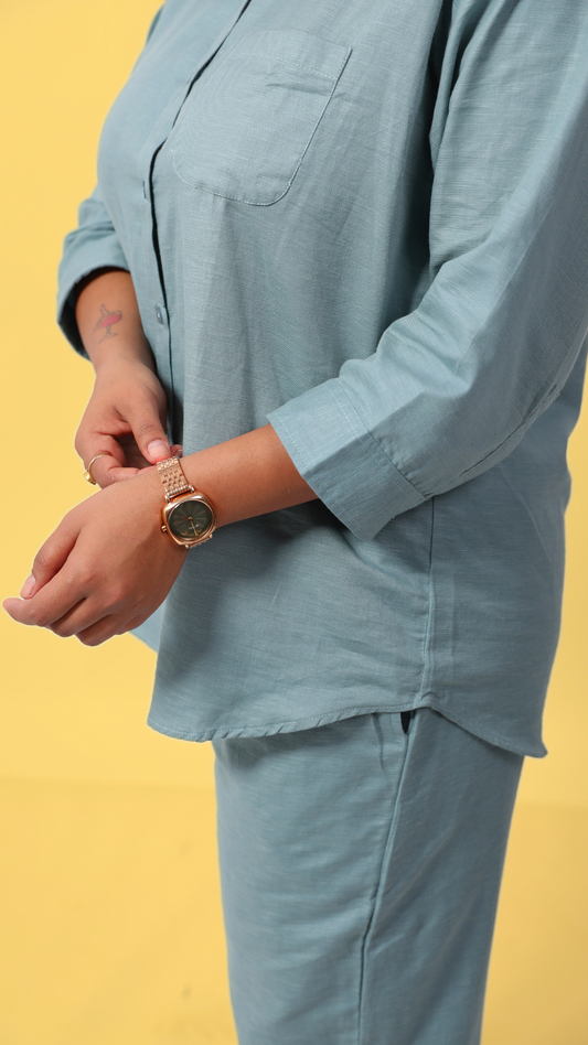 Linen Co-ord Set-Slate grey