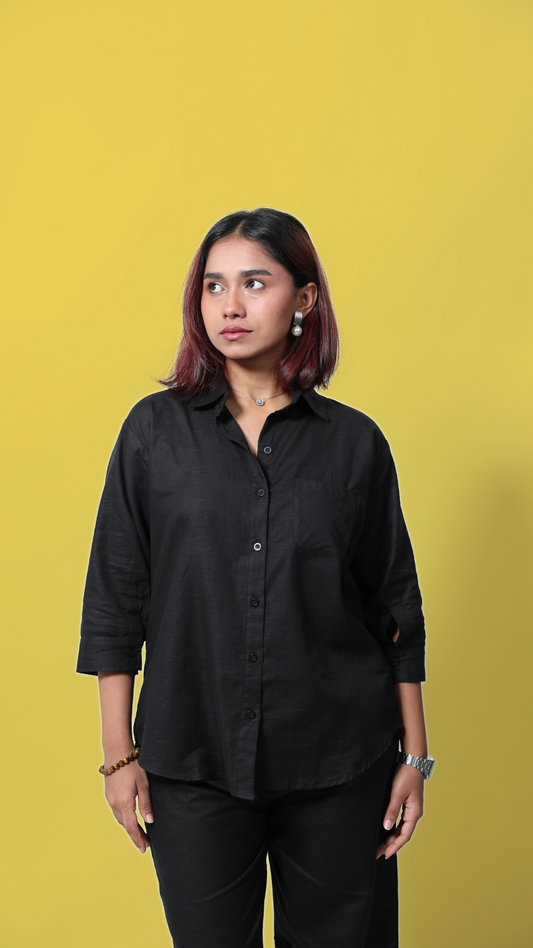 Linen Co-ord Set-Black