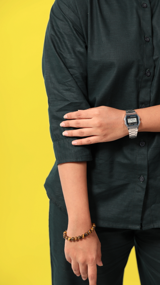 Linen Co-ord Set-Bottle Green