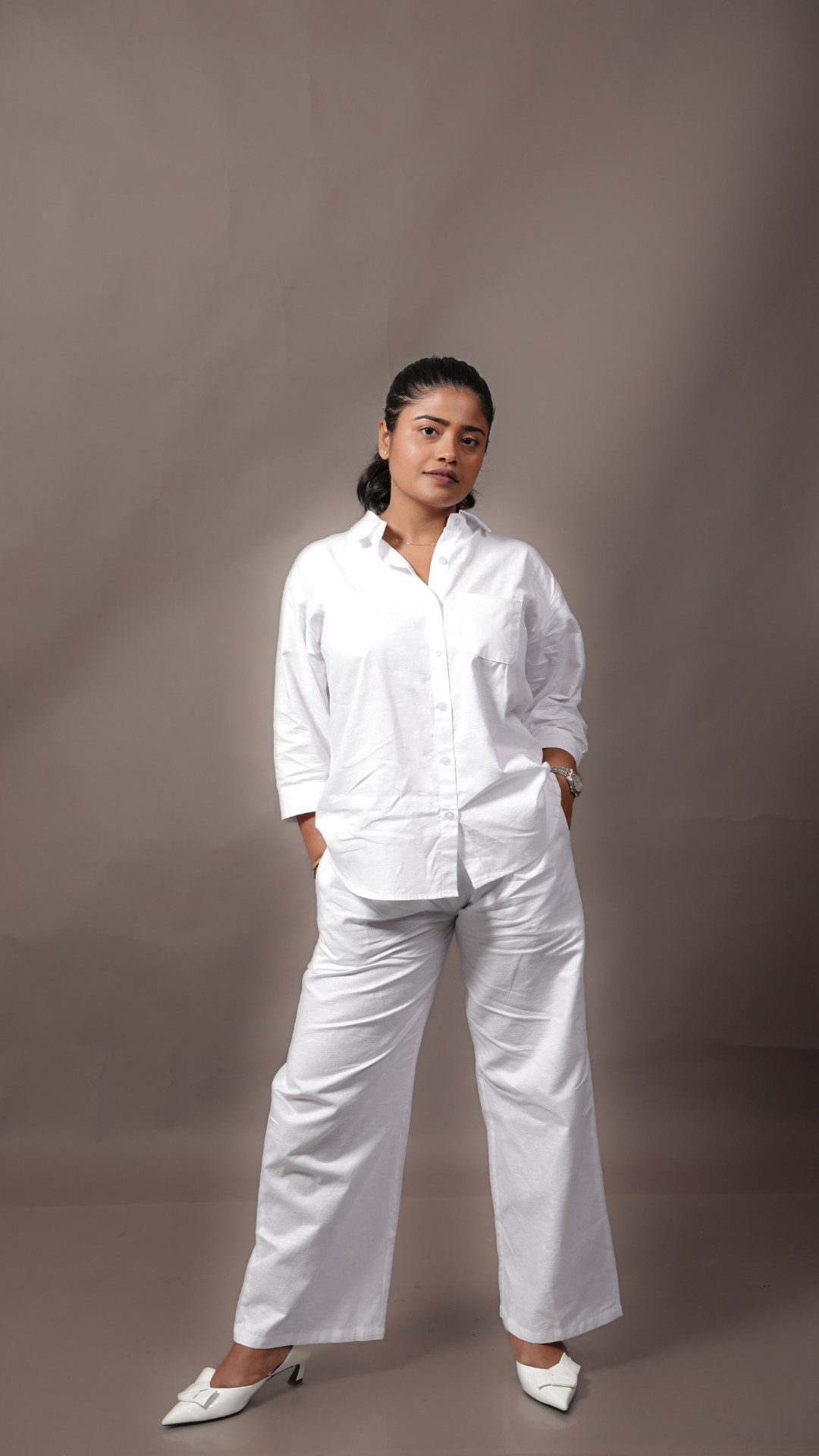 Linen Co-ord Set-White