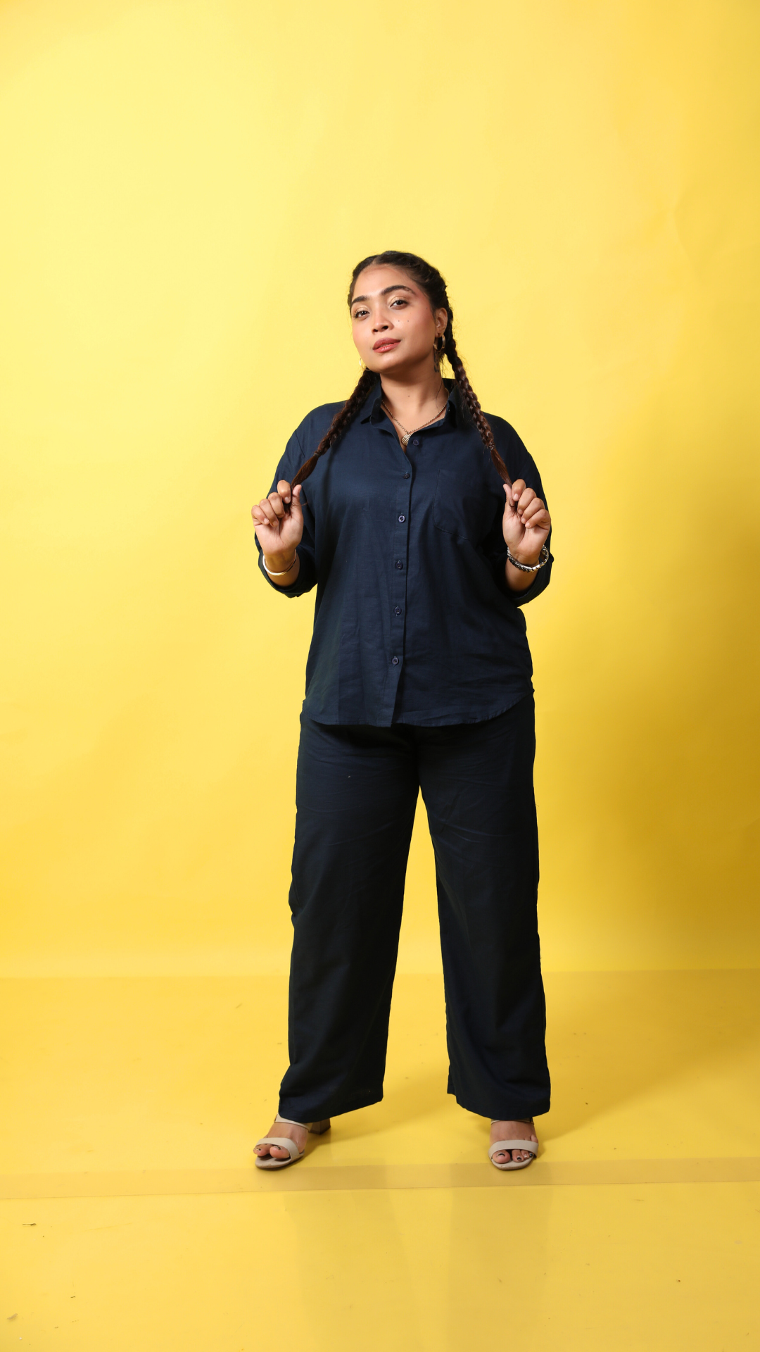 Linen Co-ord Set-Navy Blue