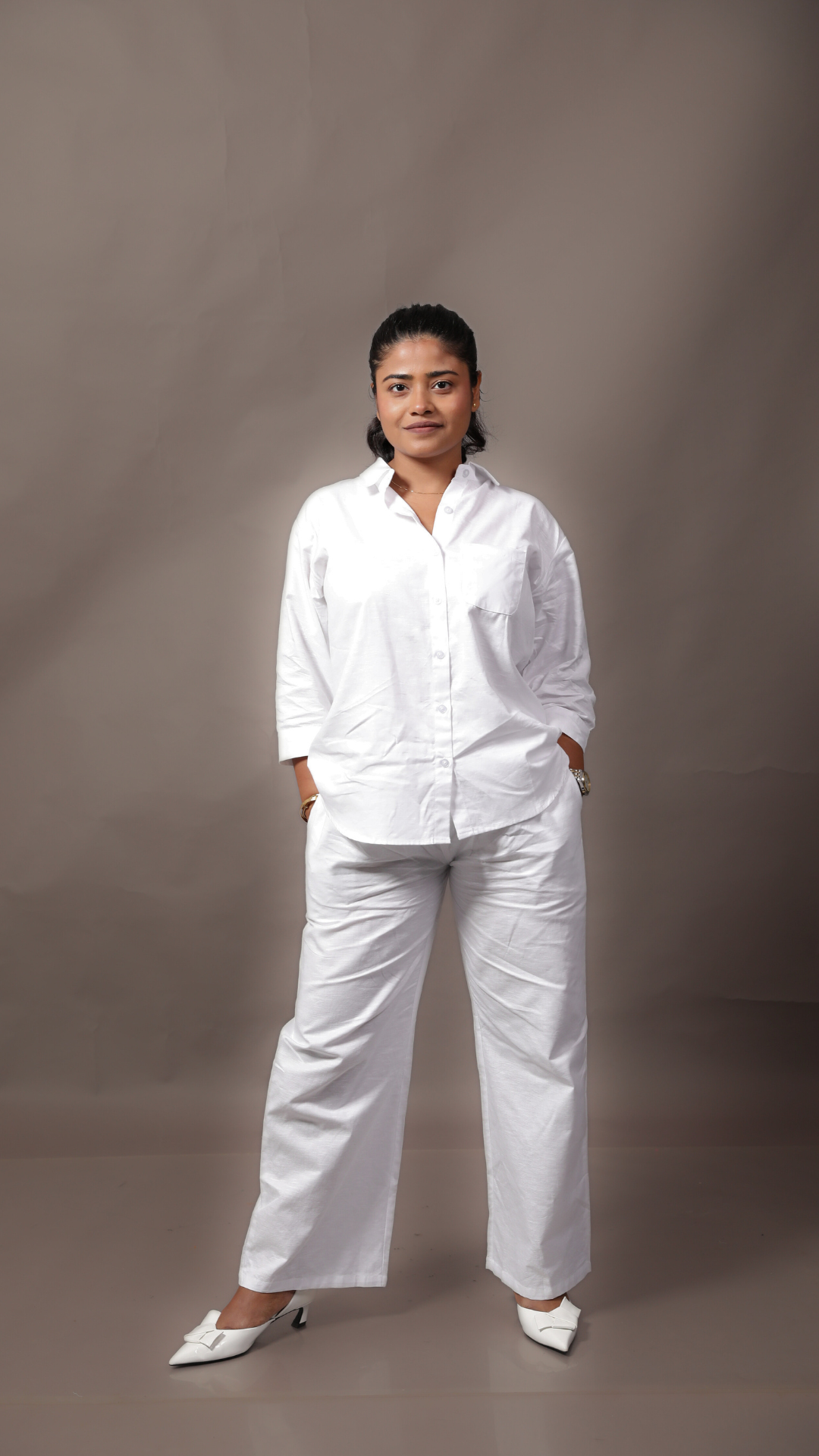 Linen Co-ord Set-White