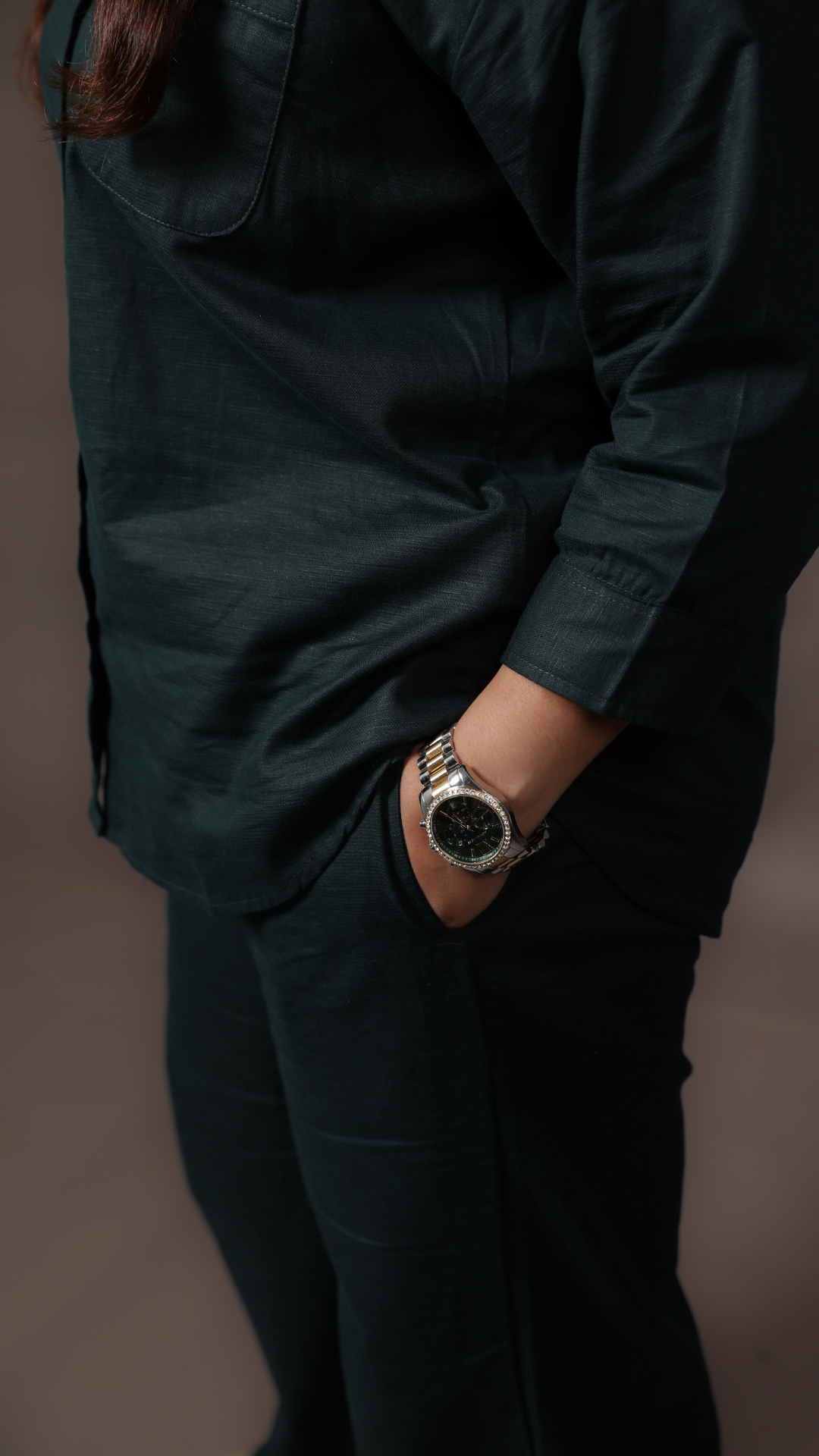 Linen Co-ord Set-Bottle Green