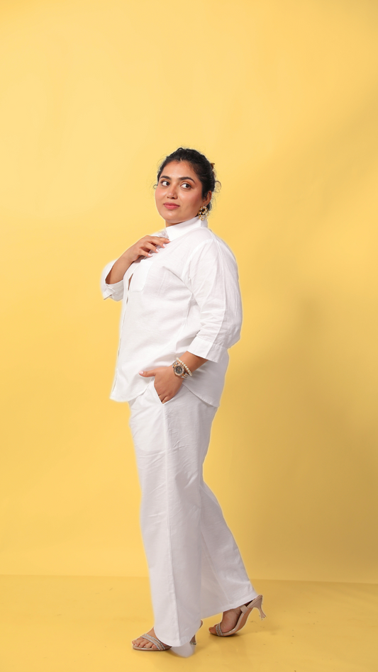 Linen Co-ord Set-White