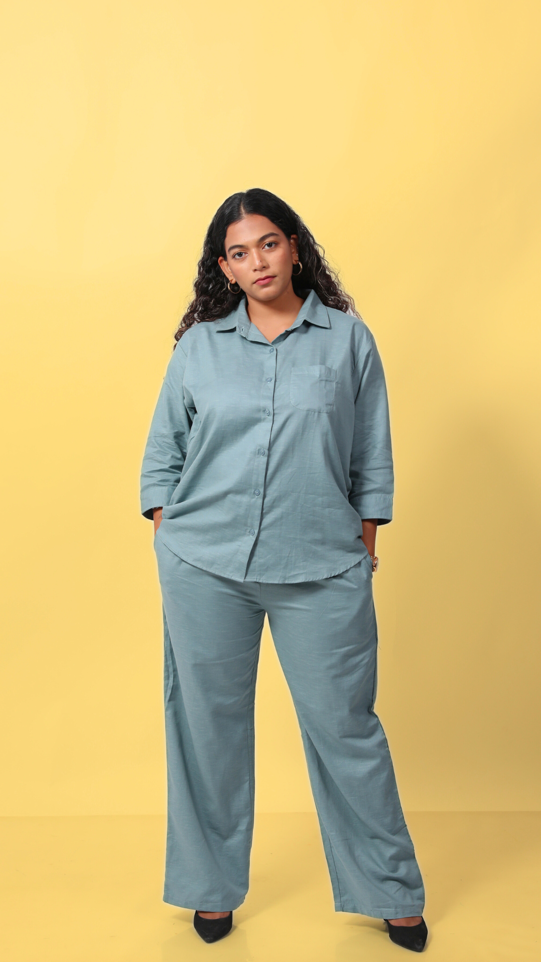 Linen Co-ord Set-Slate grey