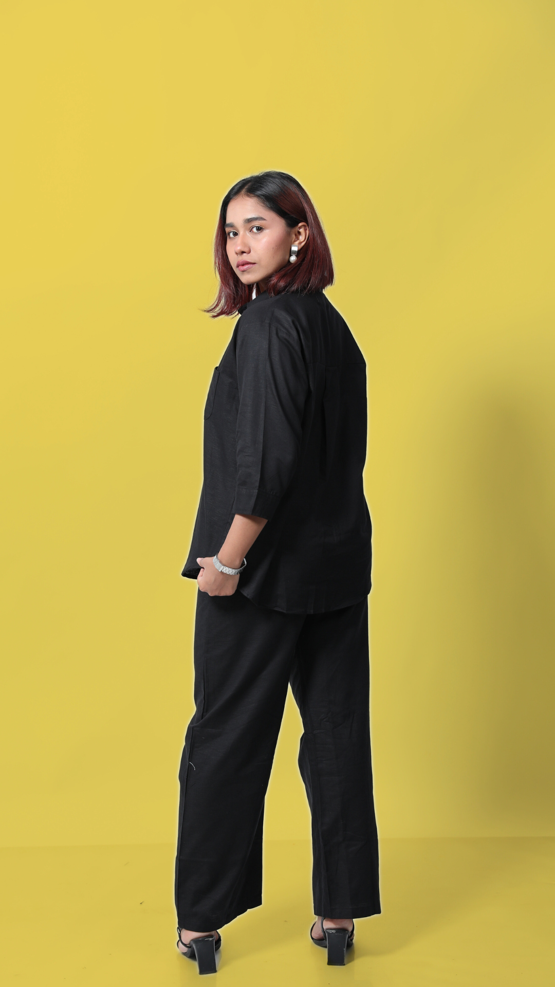 Linen Co-ord Set-Black