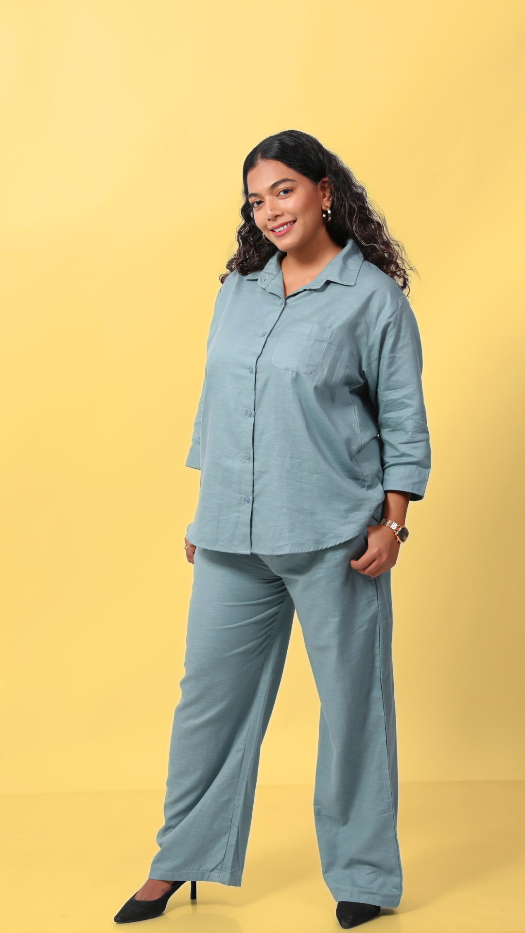 Linen Co-ord Set-Slate grey