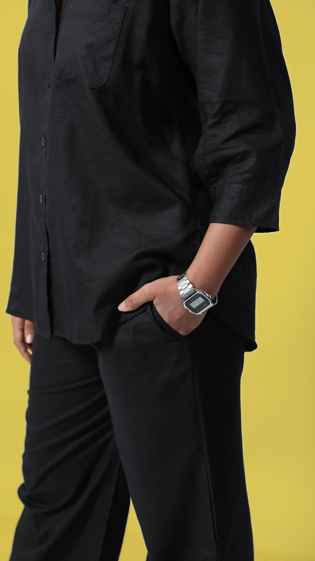 Linen Co-ord Set-Black