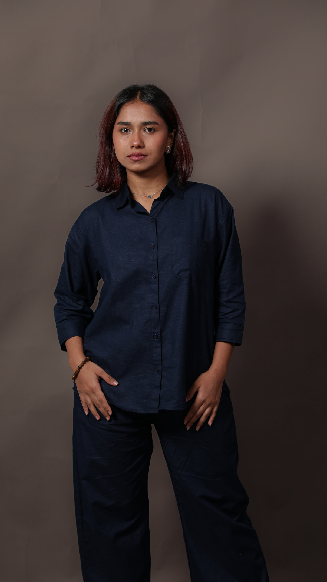 Linen Co-ord Set-Navy Blue