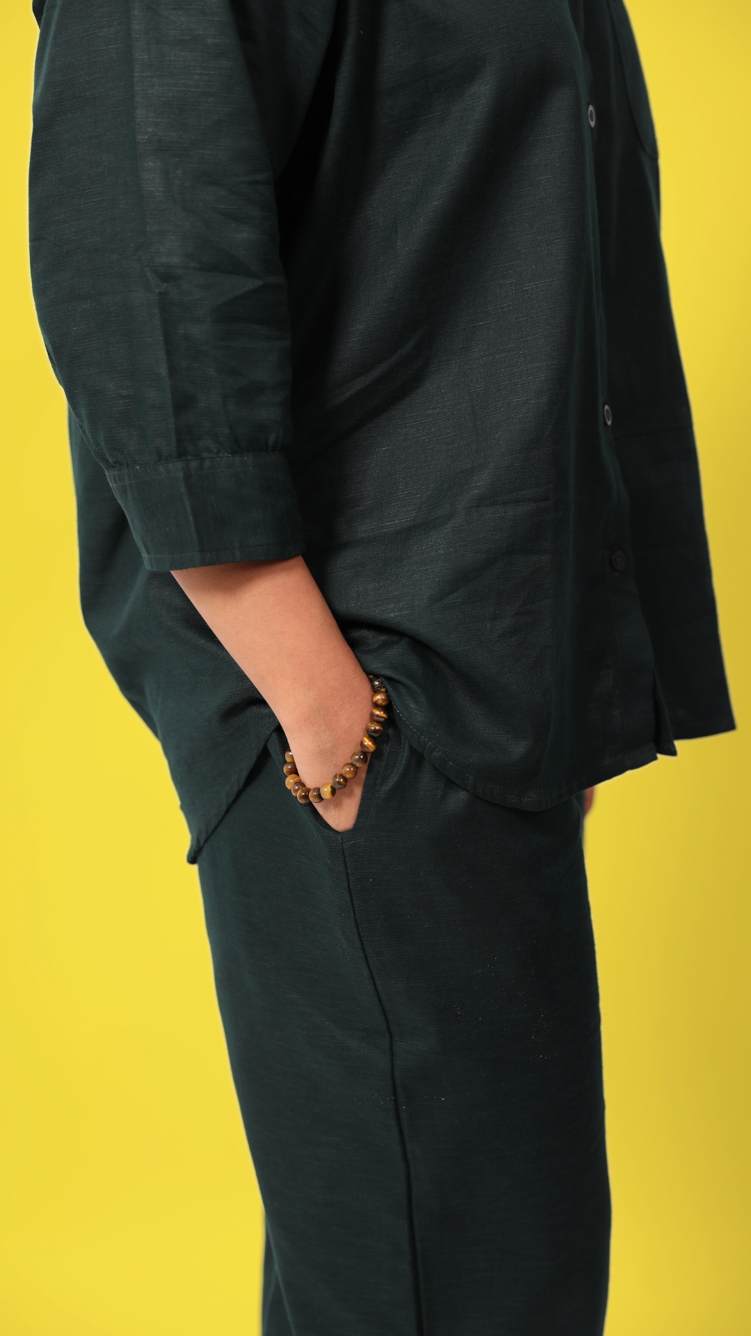 Linen Co-ord Set-Bottle Green