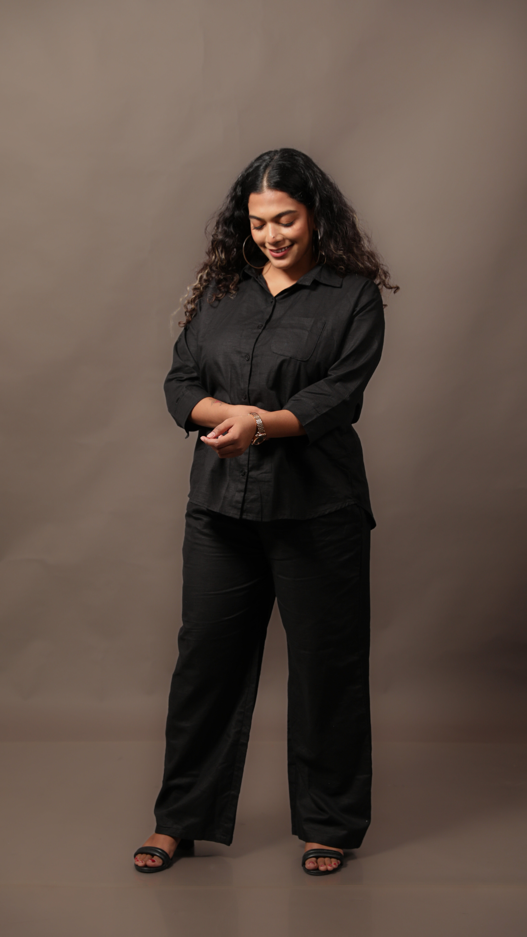 Linen Co-ord Set-Black