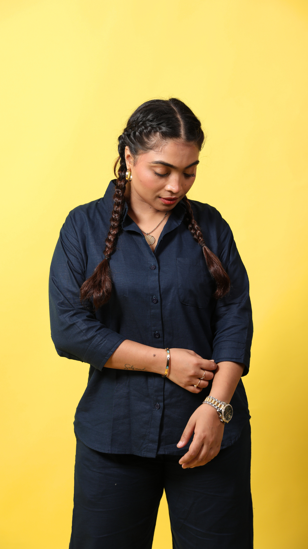 Linen Co-ord Set-Navy Blue