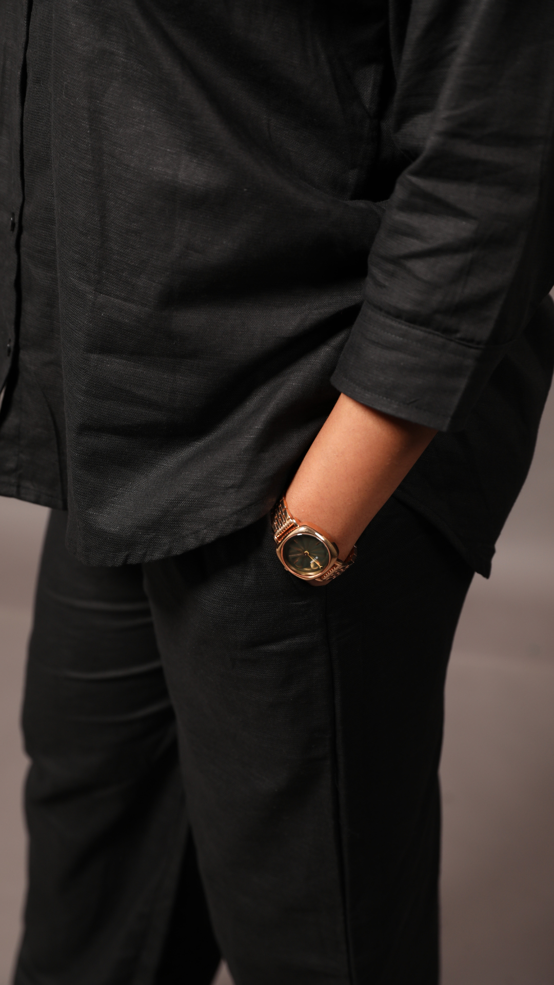 Linen Co-ord Set-Black