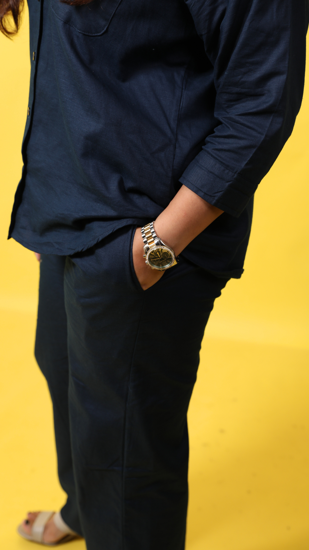 Linen Co-ord Set-Navy Blue