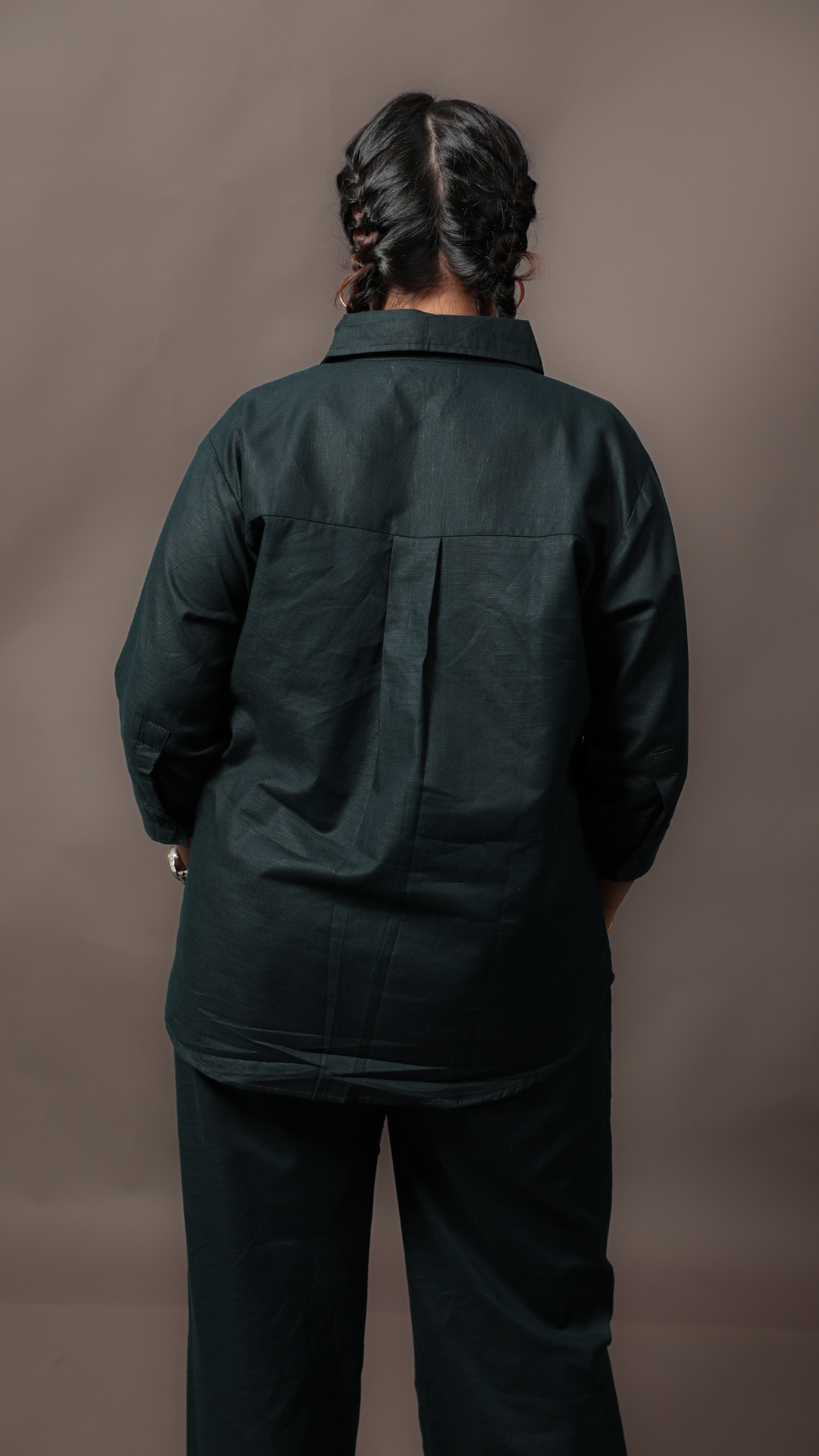 Linen Co-ord Set-Bottle Green
